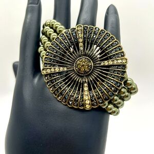 Heidi Daus “Belgium Disc” Crystal & Pearl Bracelet